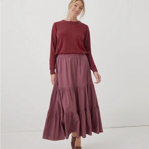 Pact Small Mauve Sunset Light Gauze Tiered Skirt